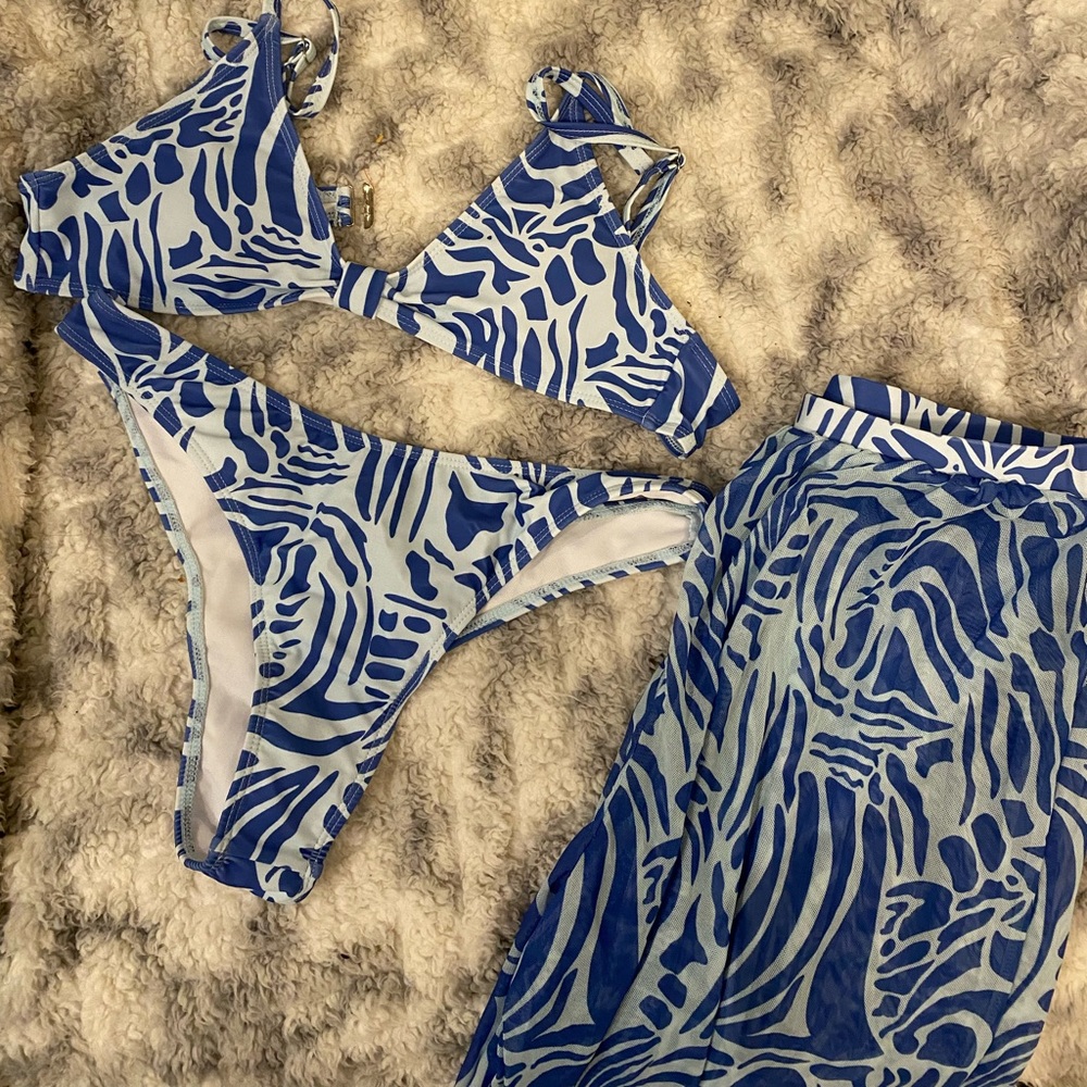 3 PC SHEIN NWOT BIKINI SET WITH PANTS COVERUP